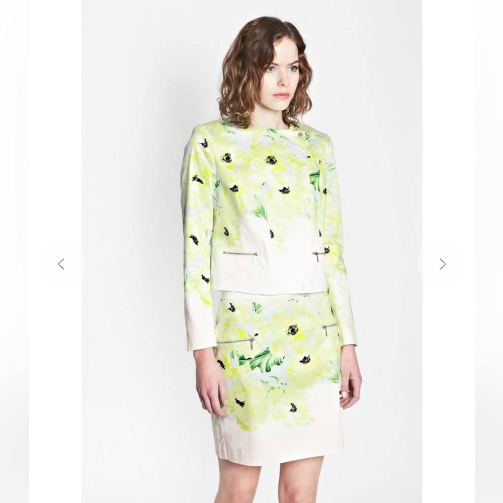 French Connection Pale Yellow Floral Jacket
